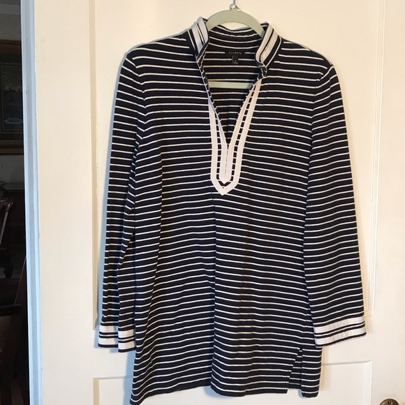 Talbots Tops - Talbots Navy and White Striped Tunic Top